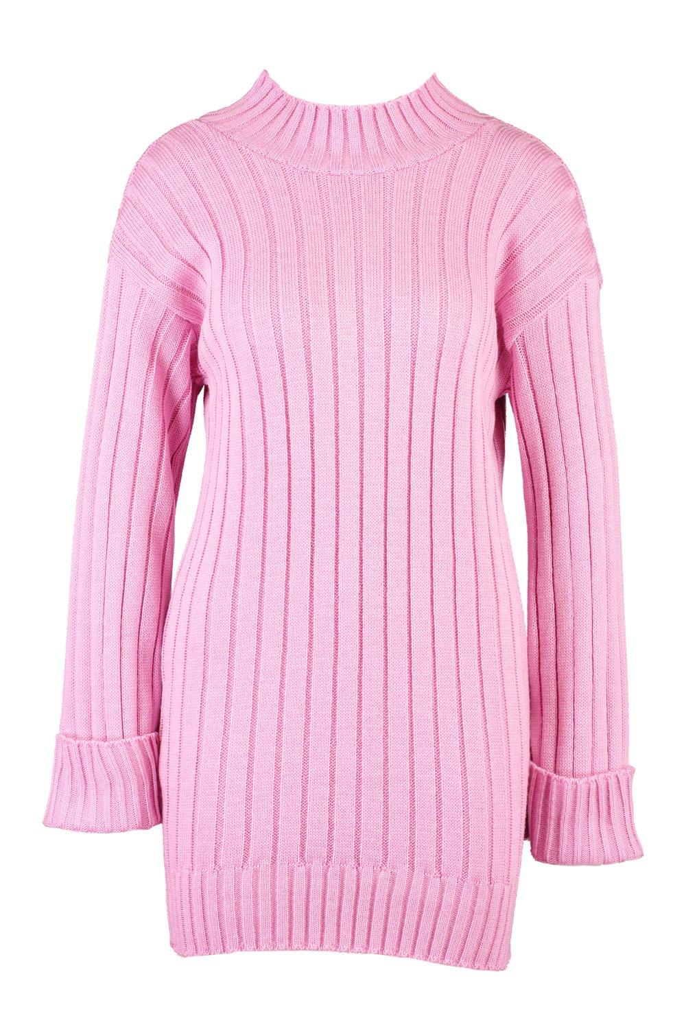 bright pink jumper dress