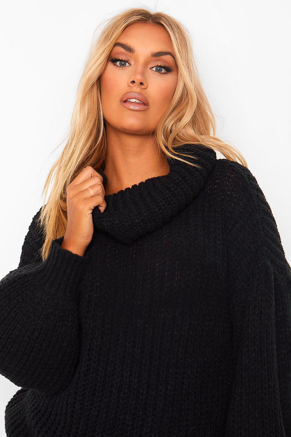 Oversized black sale cowl neck sweater