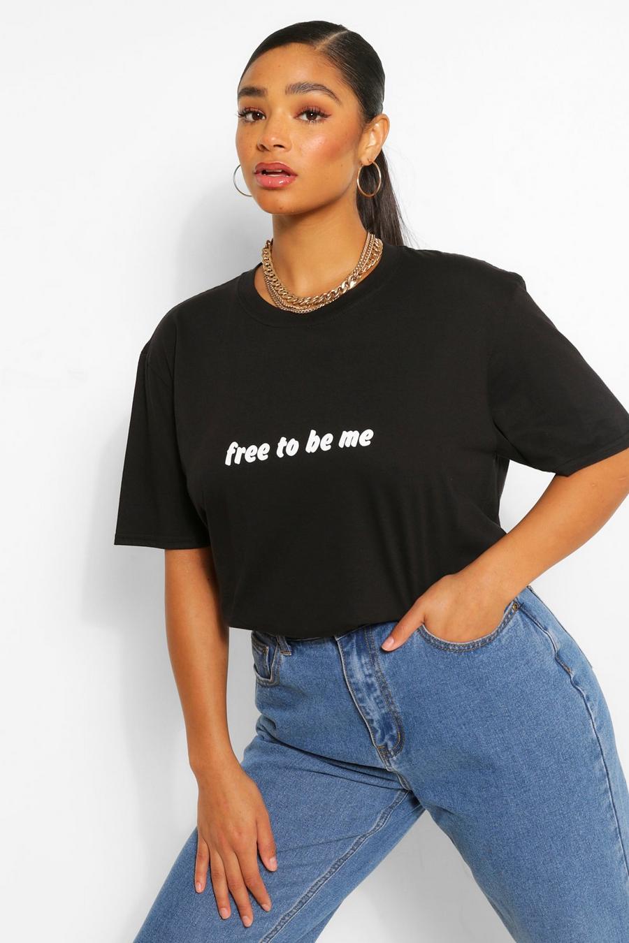 T-shirt Plus con scritta “Be Me”, Nero image number 1