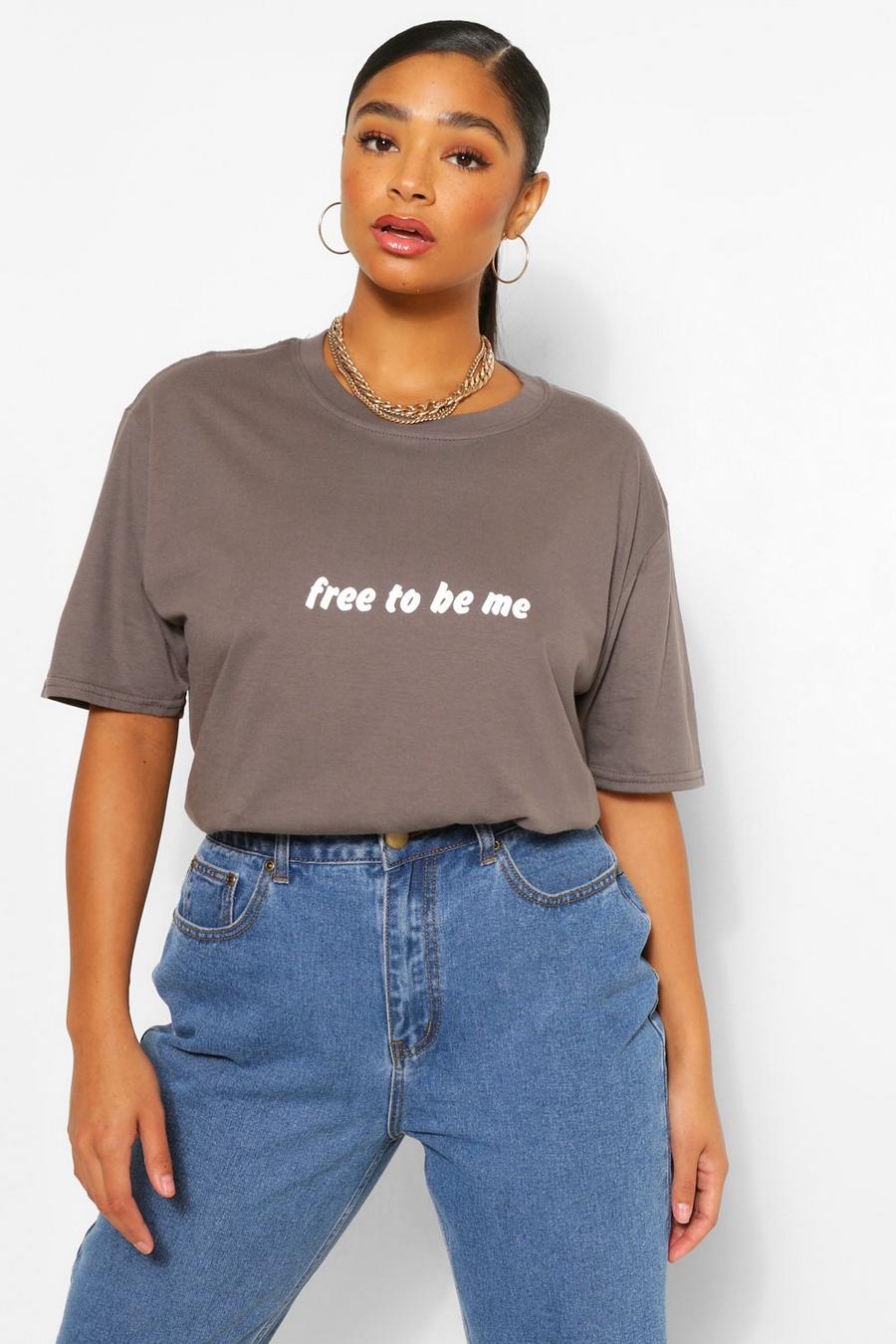 Grande taille - T-shirt à slogan Be Me , Anthracite : image number 1