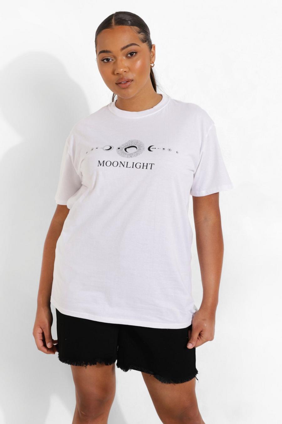 Grande taille - T-shirt à imprimé Moonlight, Blanc image number 1