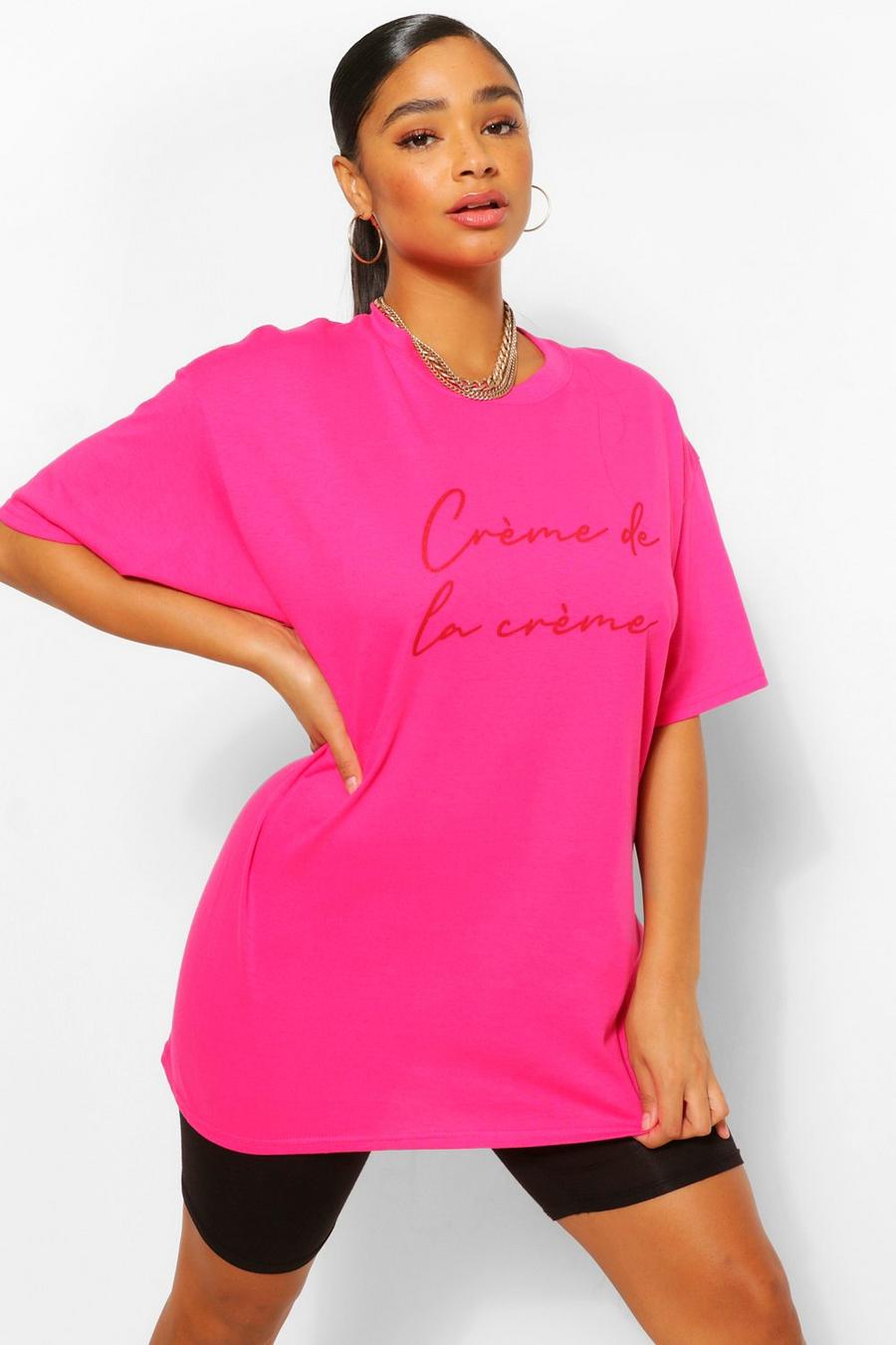 Plus - "Crème De La Crème" T-shirt med slogan image number 1