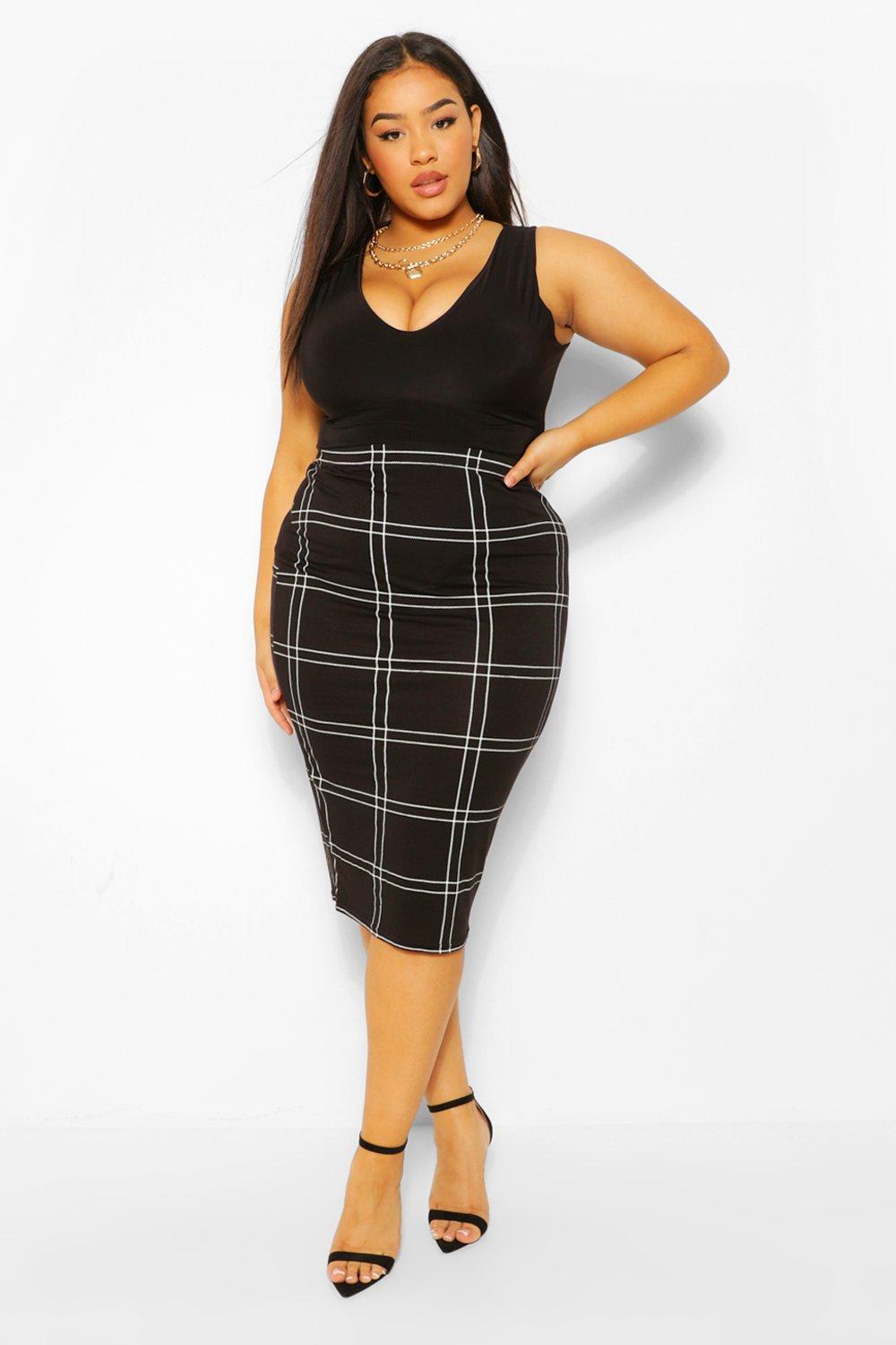 boohoo plus size pencil skirt