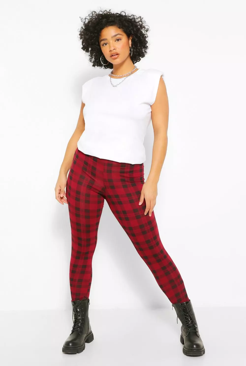 Boohoo tartan leggings best sale