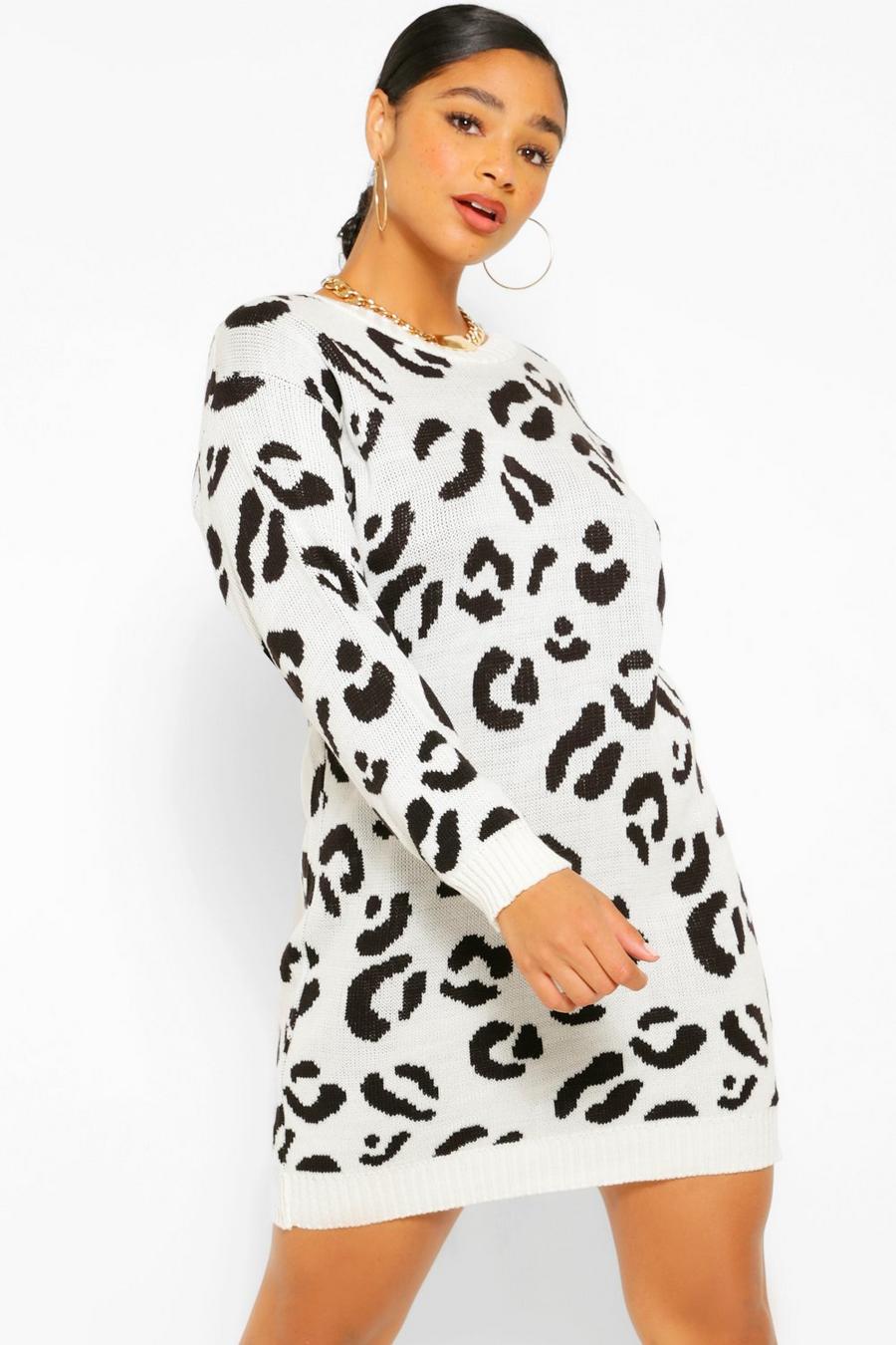 Cream Plus - Stickad klänning med leopardmönster image number 1