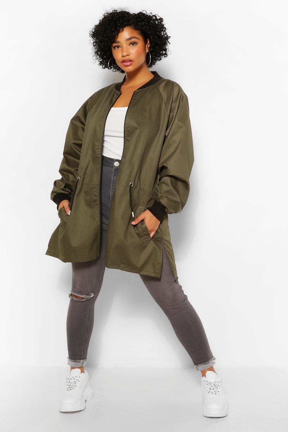 Ladies long cheap bomber jacket