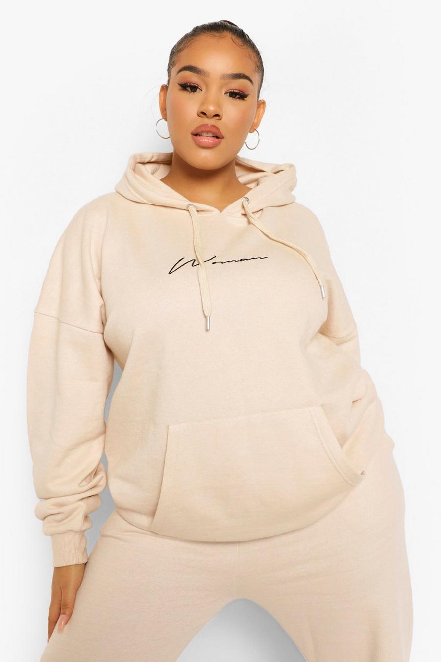 Sand Plus Embroidered Woman Script Hoodie image number 1