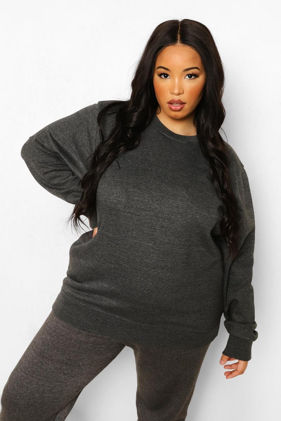 Grande taille - Sweat oversize basique, Charcoal image number 1