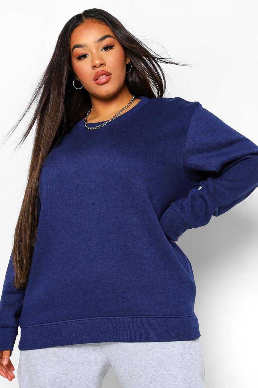 Plus Basic Oversized-Sweatshirt, Marineblau image number 1
