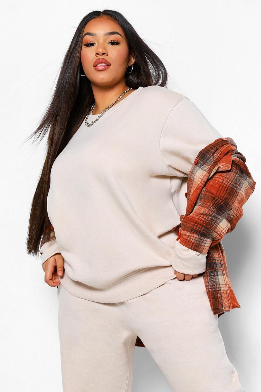 Grande taille - Sweat oversize basique, Sable image number 1