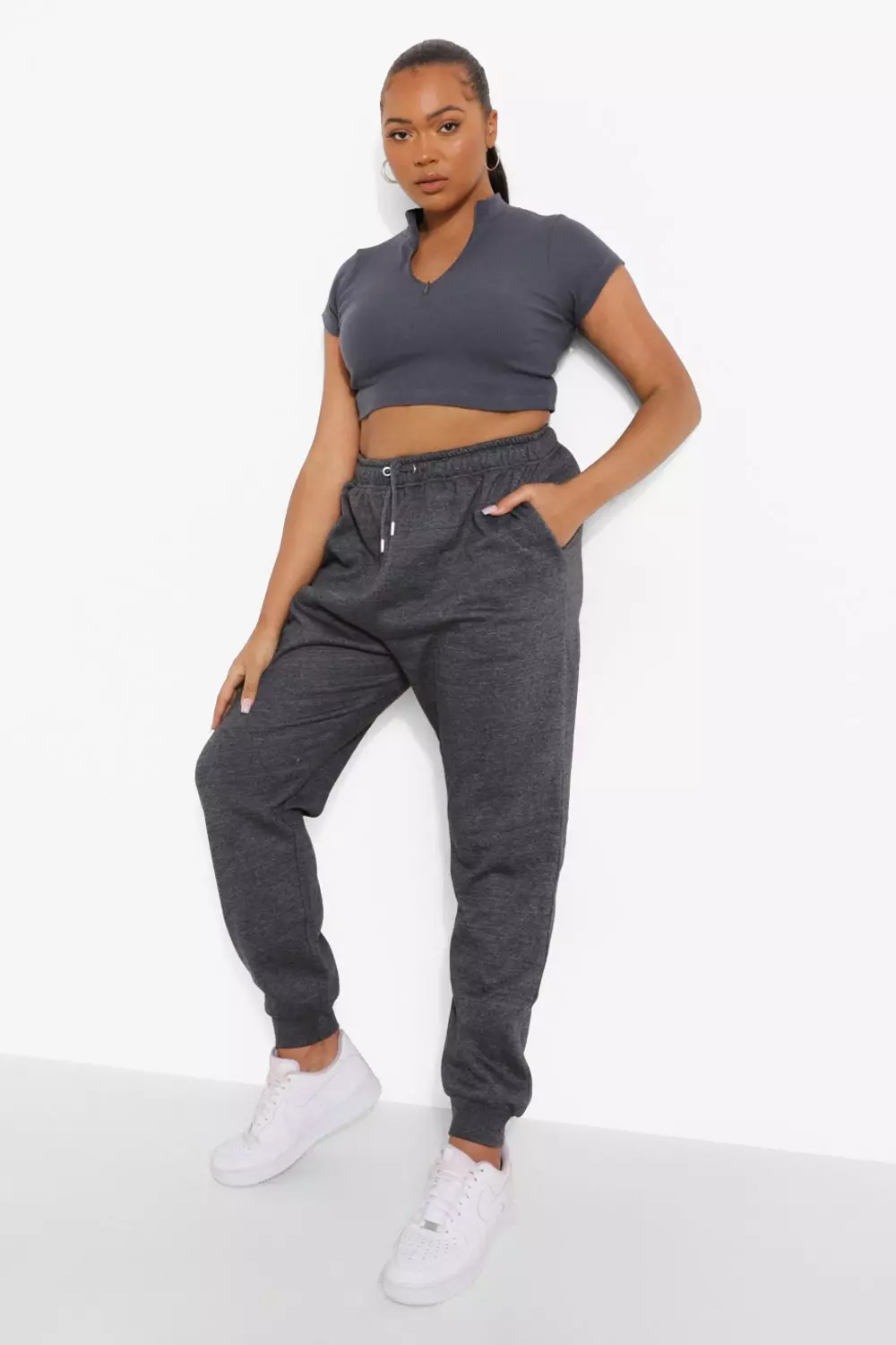 Women's basic cuffed hem jogger hot sale