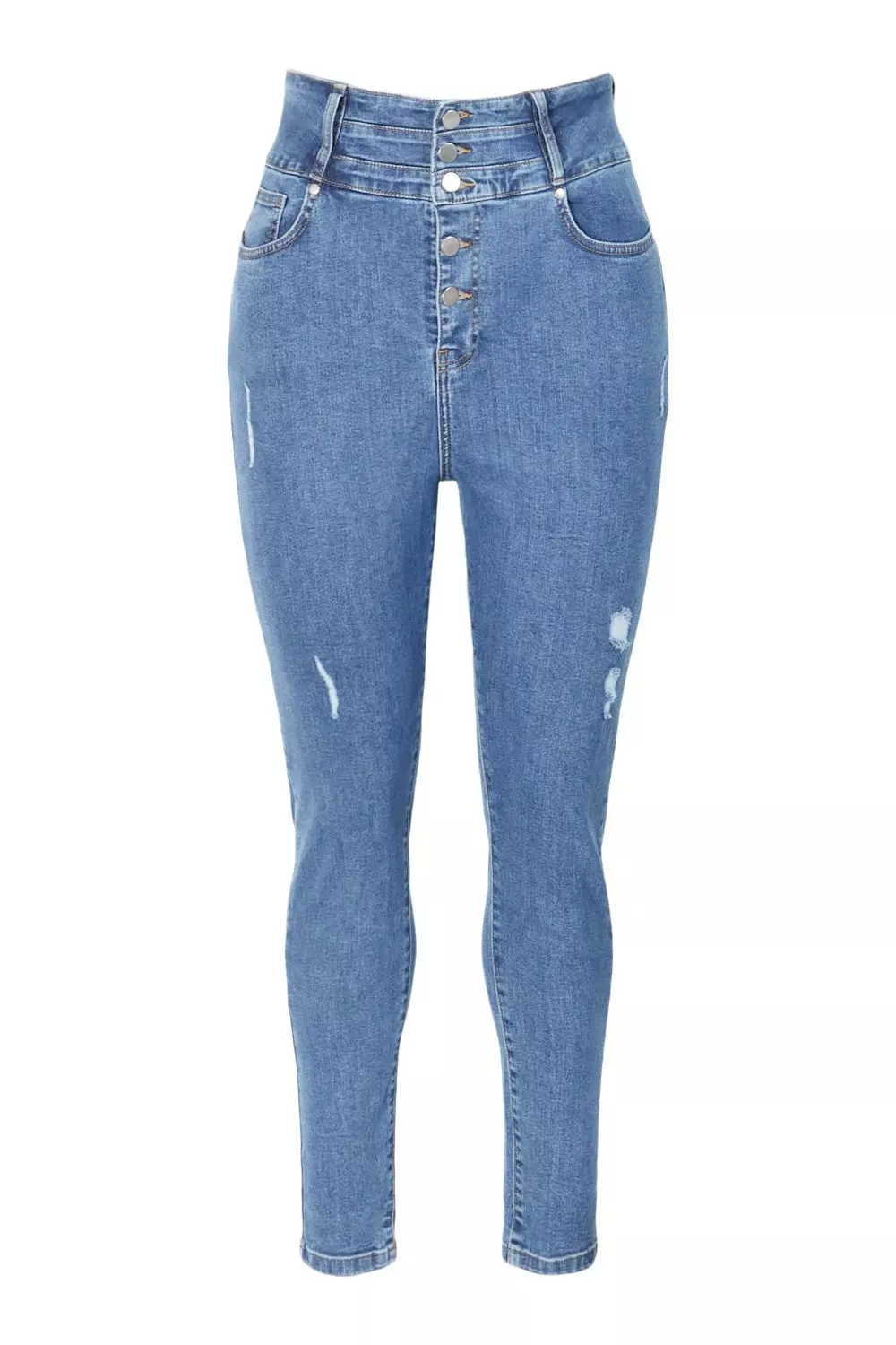 Women's Plus Button High Waist Shaper Skinny Jeans