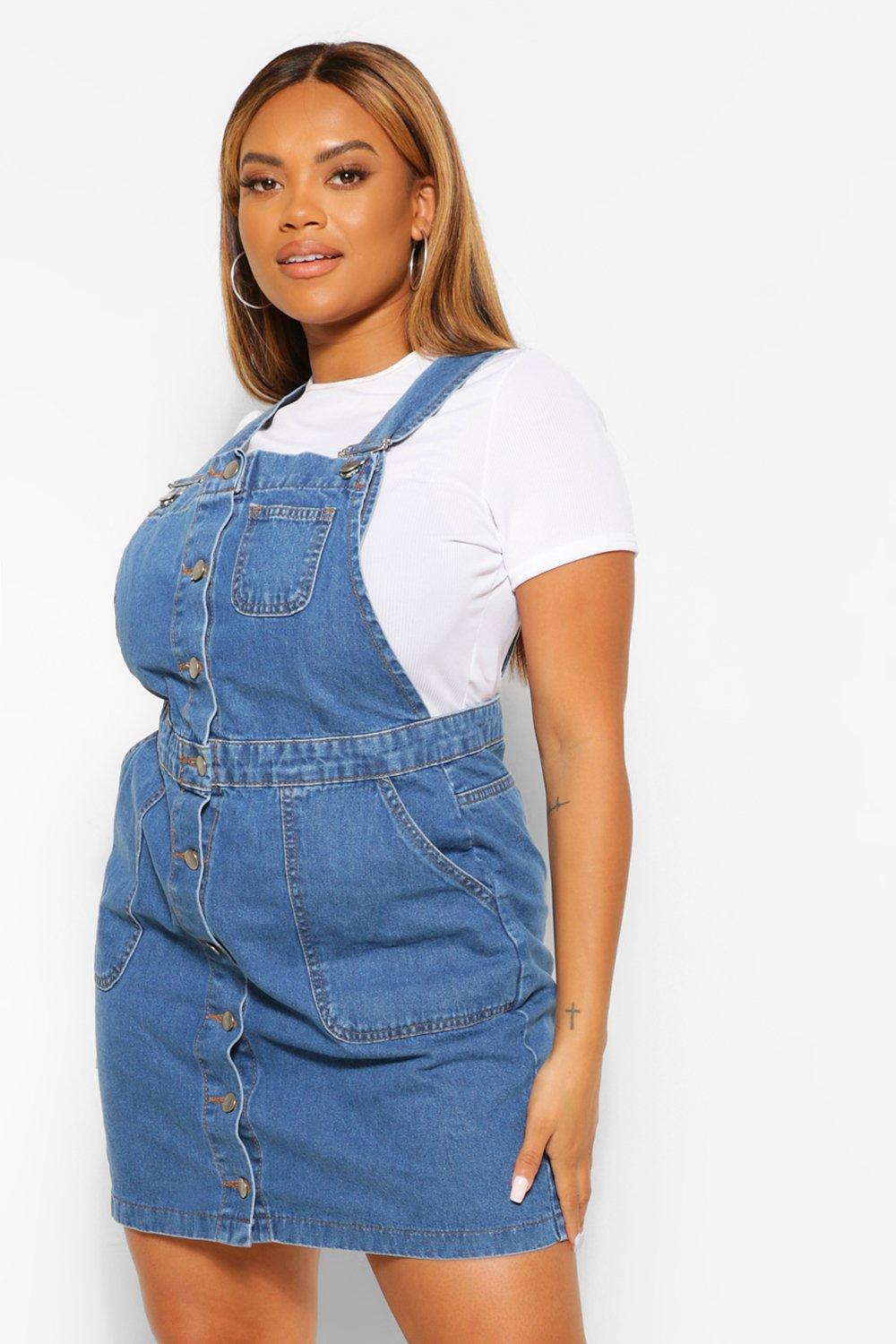 plus denim pinafore