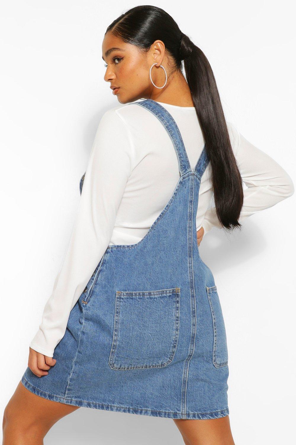 Boohoo denim hot sale pinafore