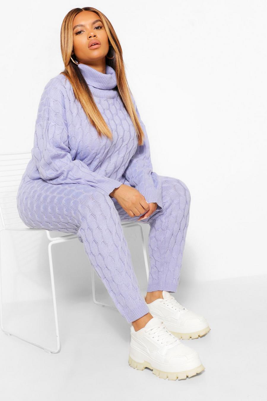 Blue Plus Cable Jumper & Joggers Loungewear Set image number 1