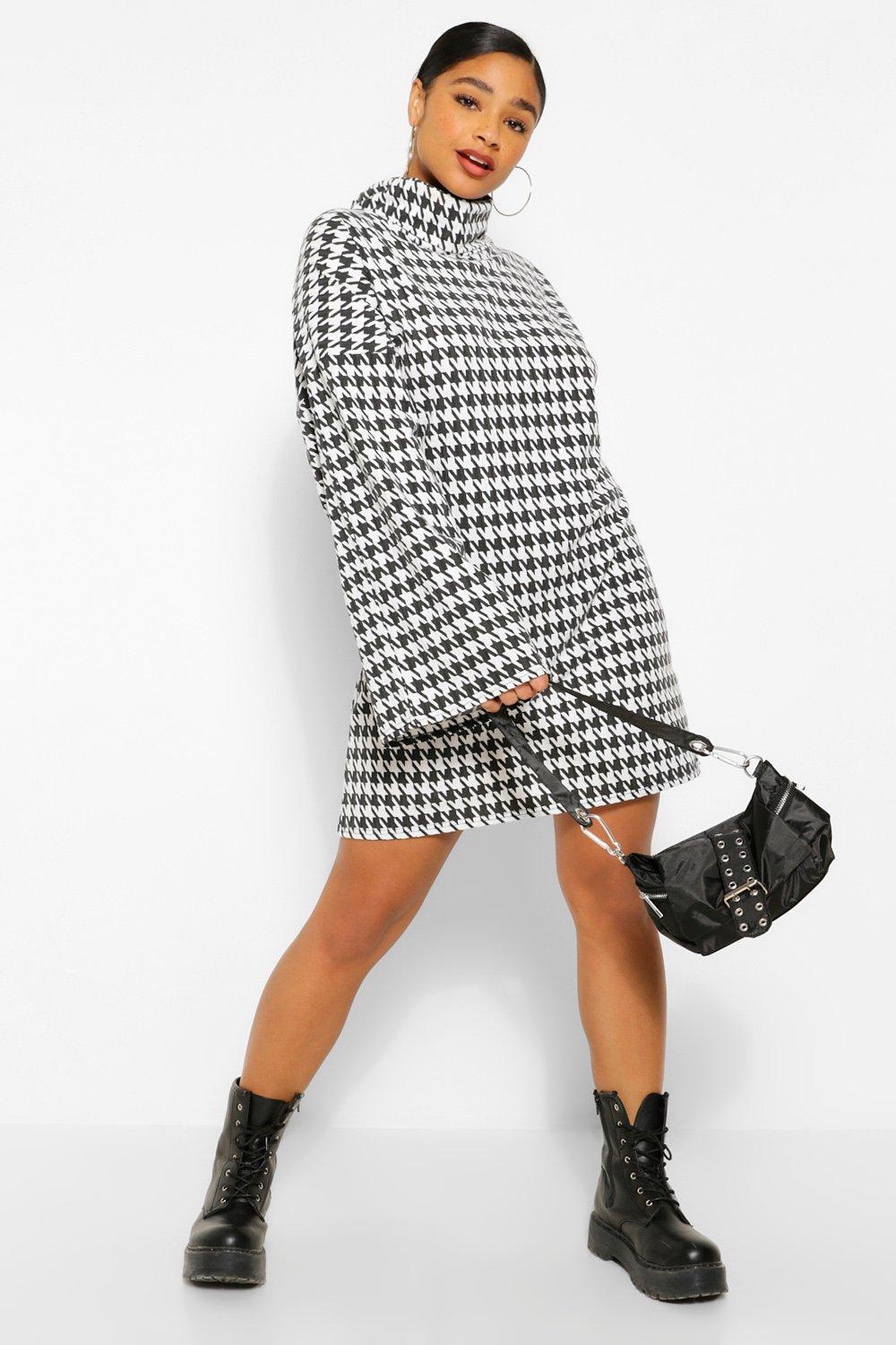 boohoo dogtooth dress