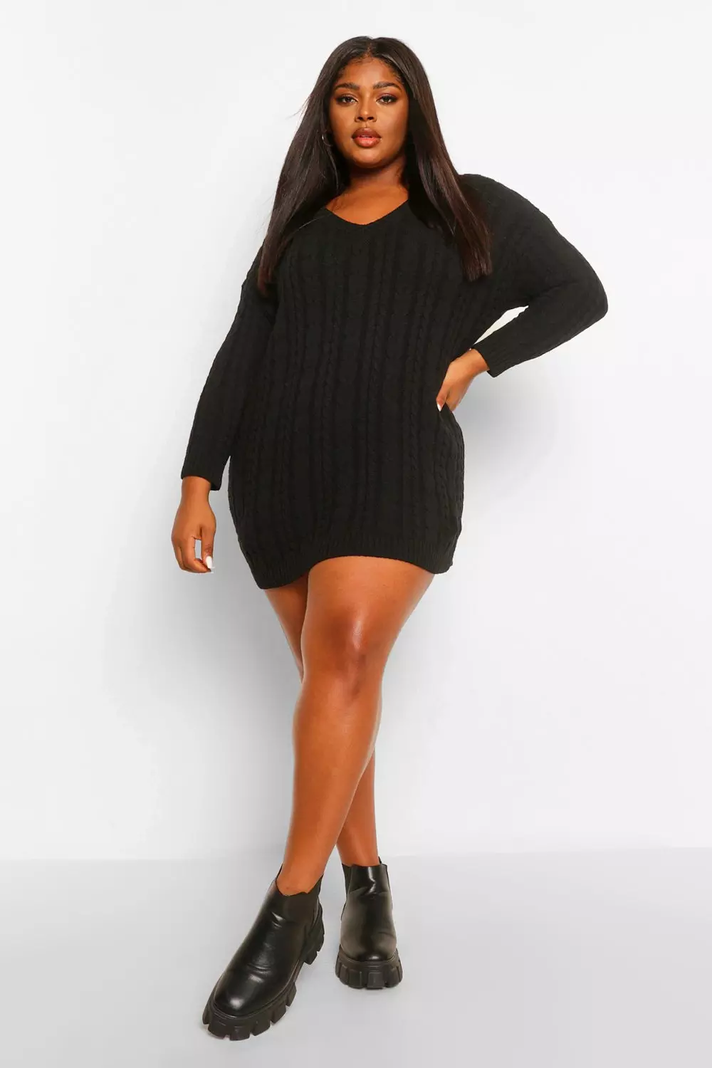 Cable knit sweater dress plus size sale