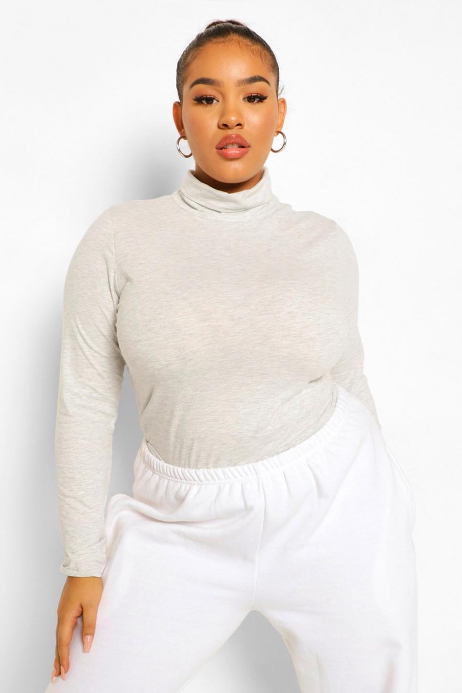 Grey marl Plus Basic Roll Neck Long sleeve Top image number 1