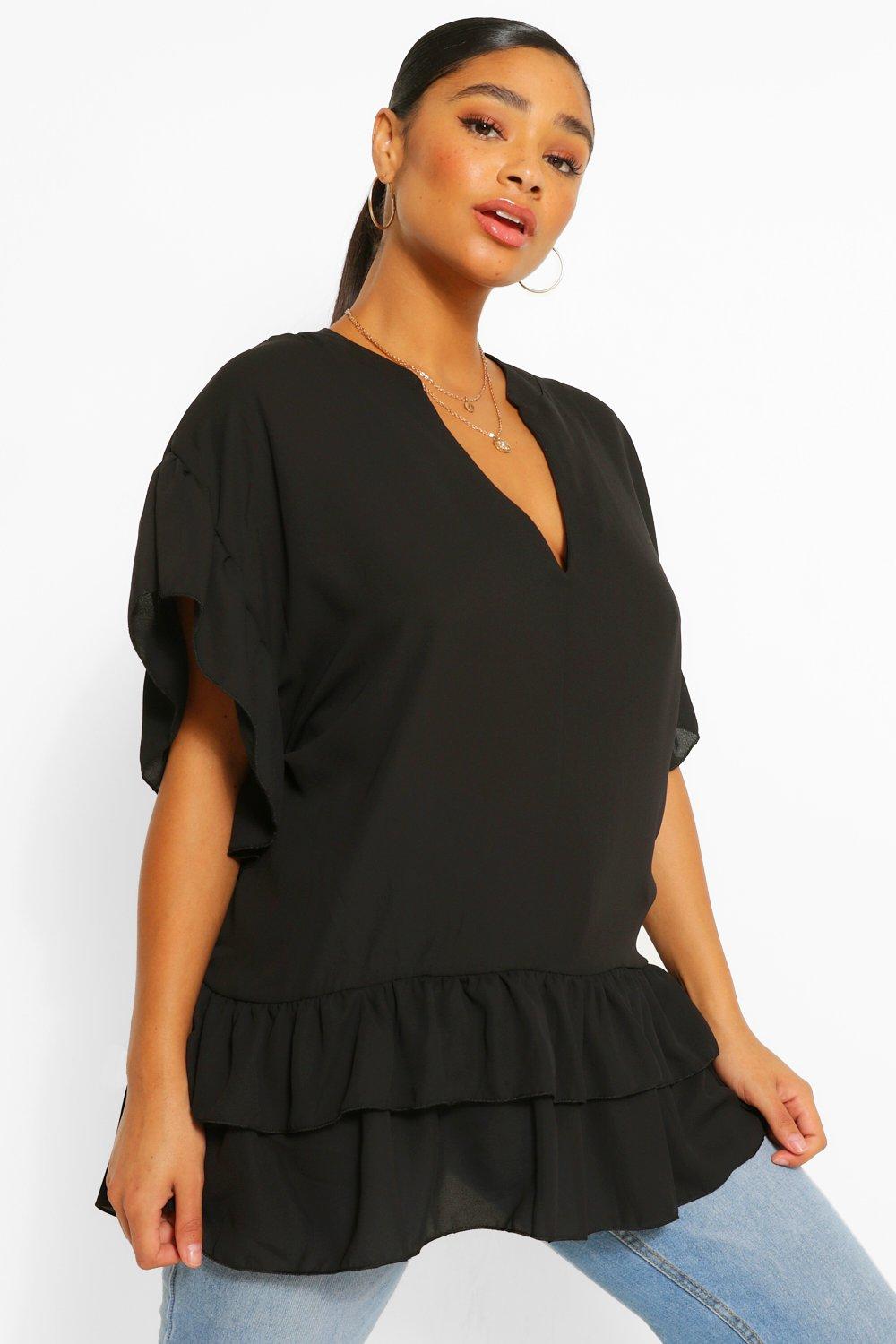 v neck ruffle top