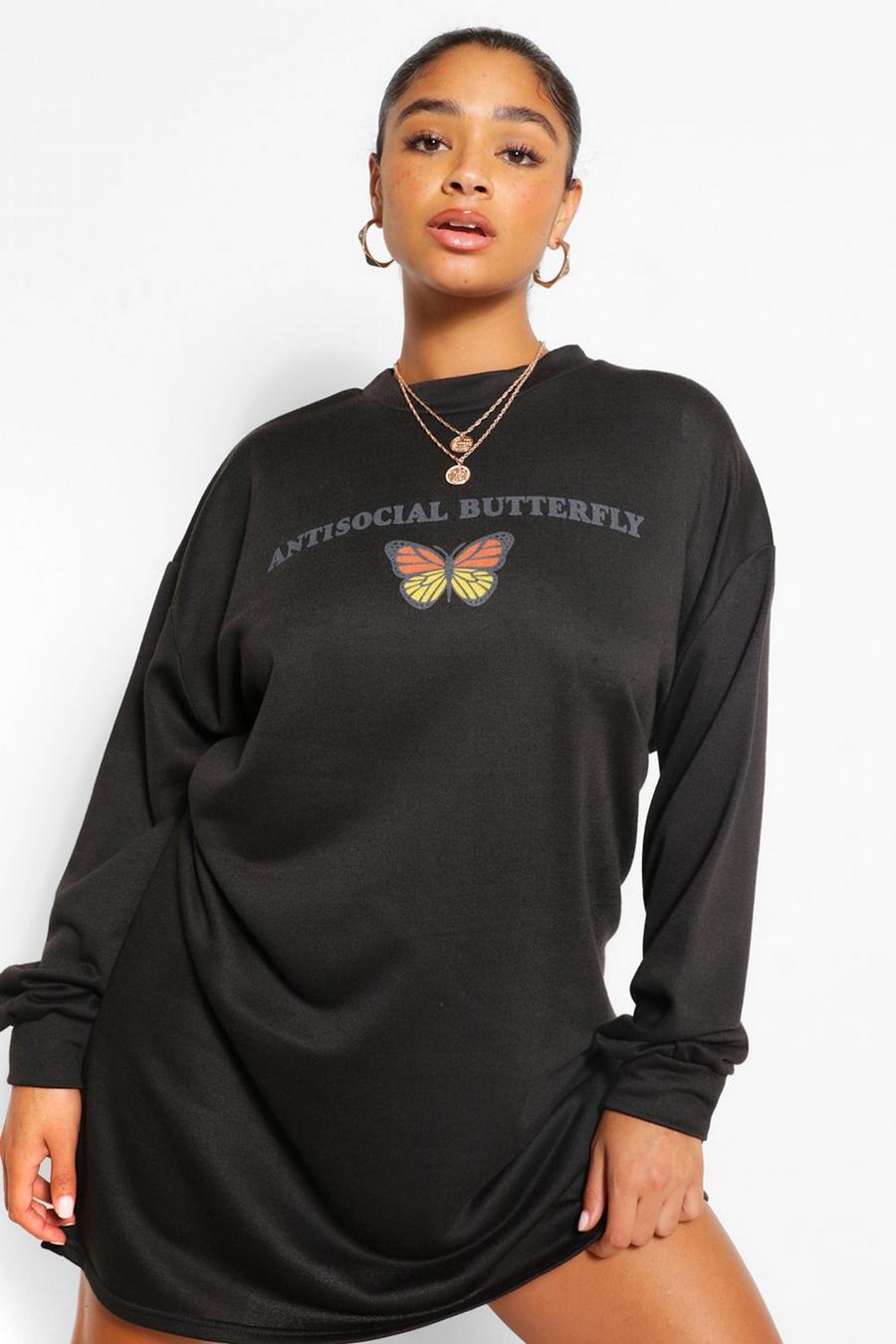 Black Plus - "Anti-Social" Oversize sweatshirtklänning image number 1