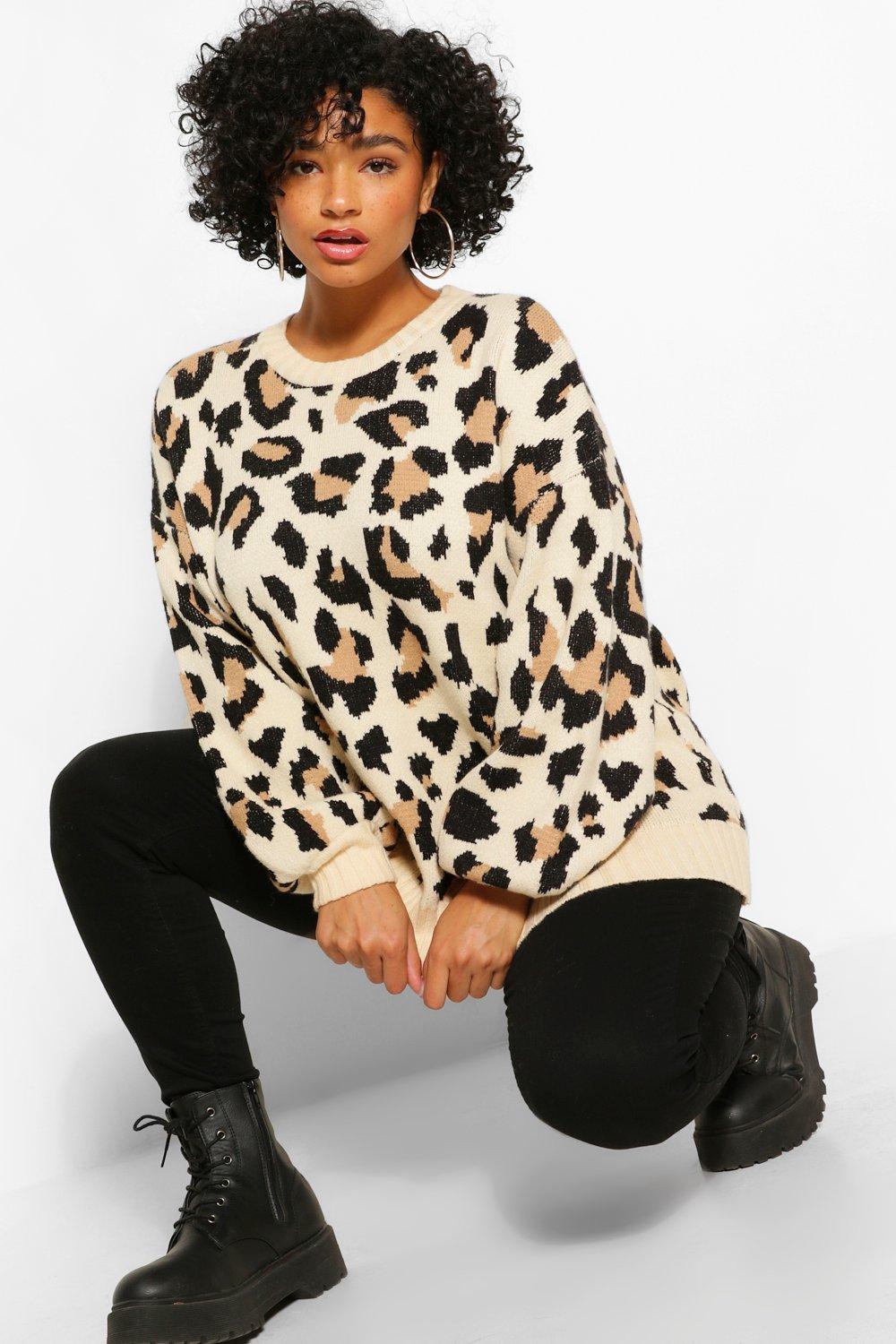 Boohoo hot sale leopard jumper