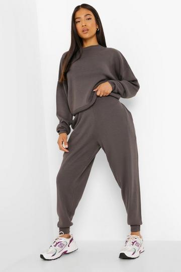 Petite Knitted Sweater & Jogger Two Piece Set charcoal