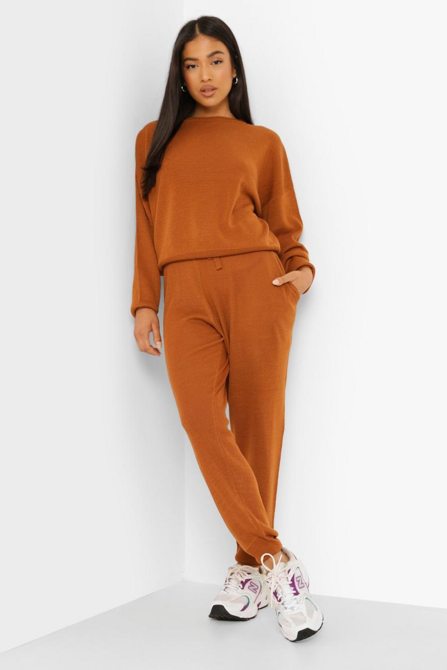 Rust Petite Knitted Jumper & Jogger Co-Oord image number 1