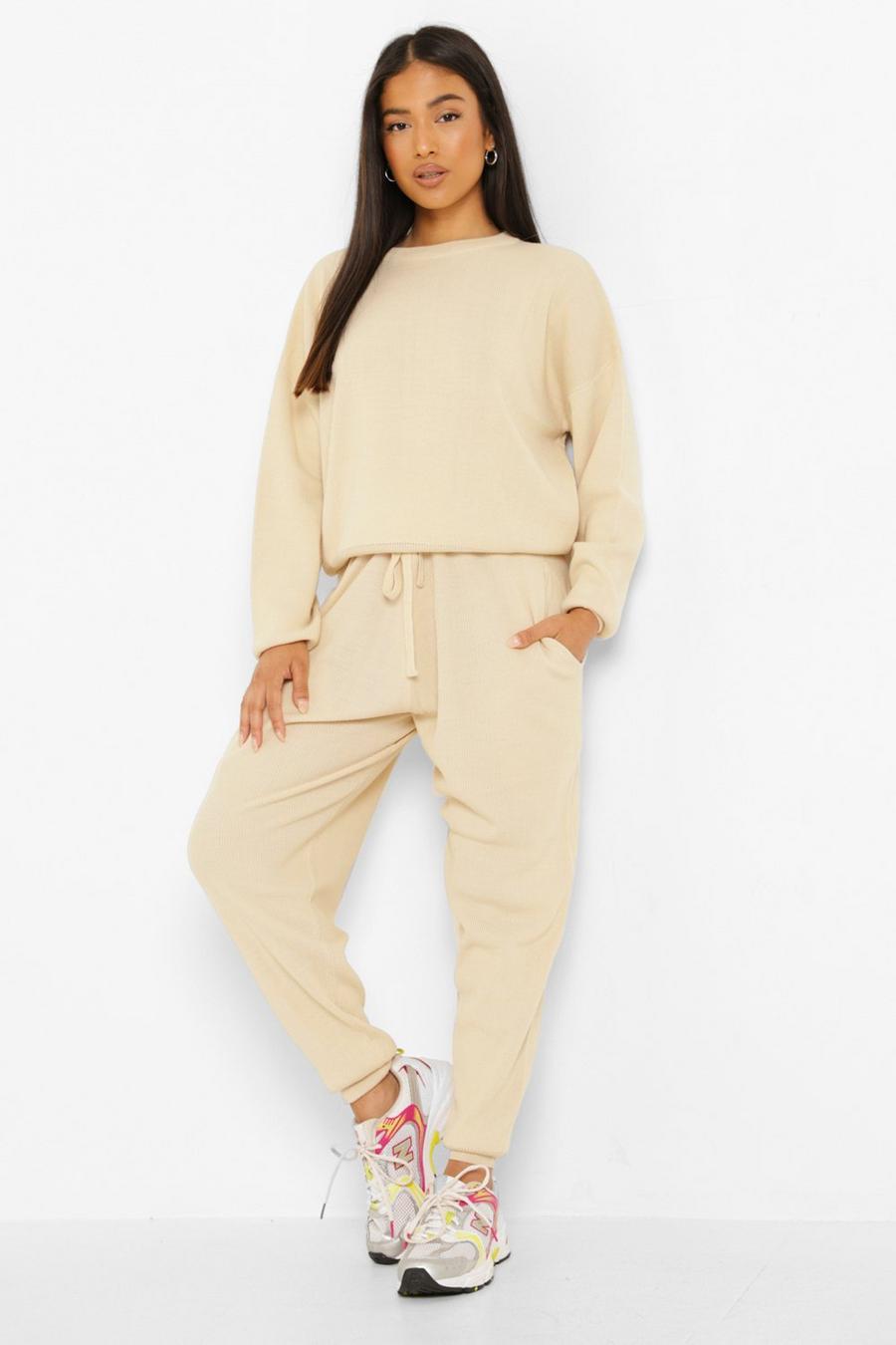 Women's Petite Knitted Jumper & Jogger Co-Oord | Boohoo UK