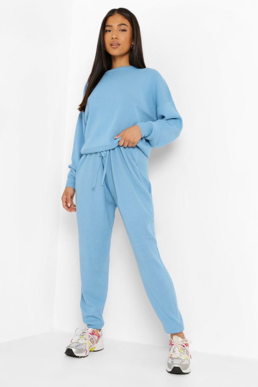Baby blue Petite Knitted Sweater & Jogger Two-Piece image number 1