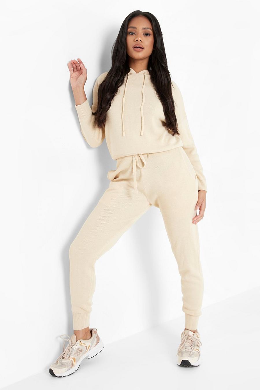 Stone Petite Knitted Hoody & Jogger Co-Ord image number 1