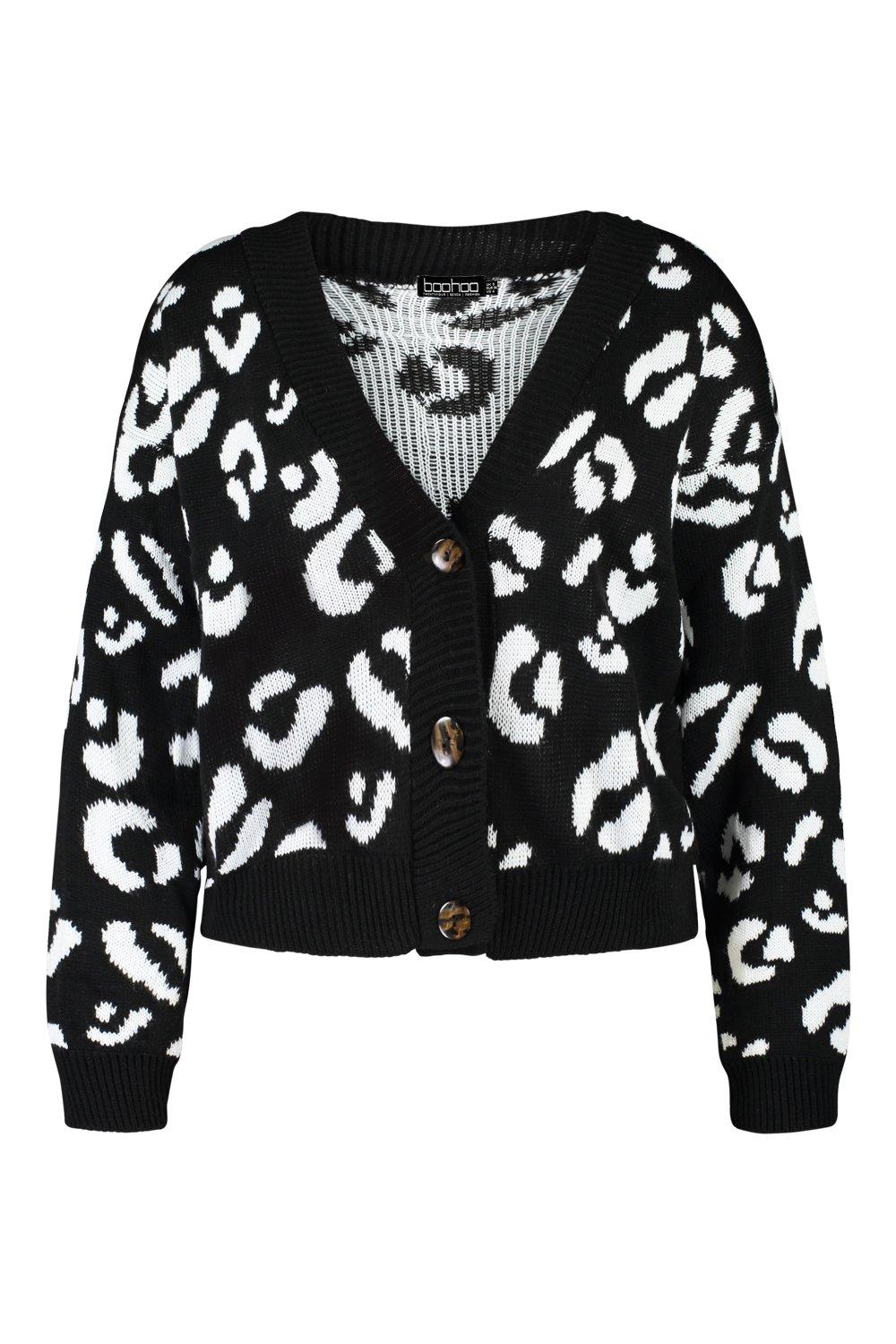 Plus Leopard Print Cardigan