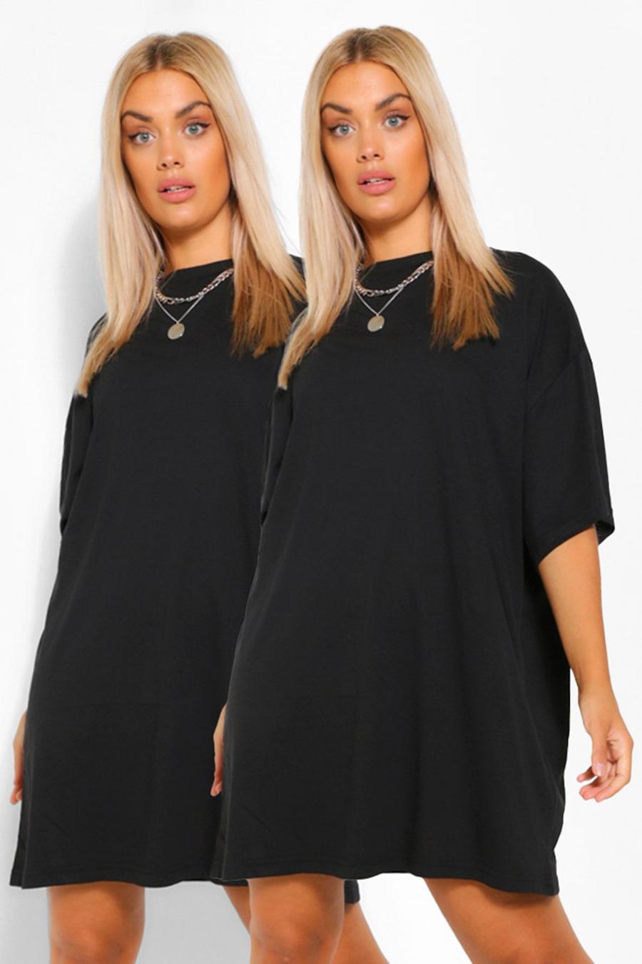 Grande taille - Lot de 2 robes t-shirt, Noir image number 1