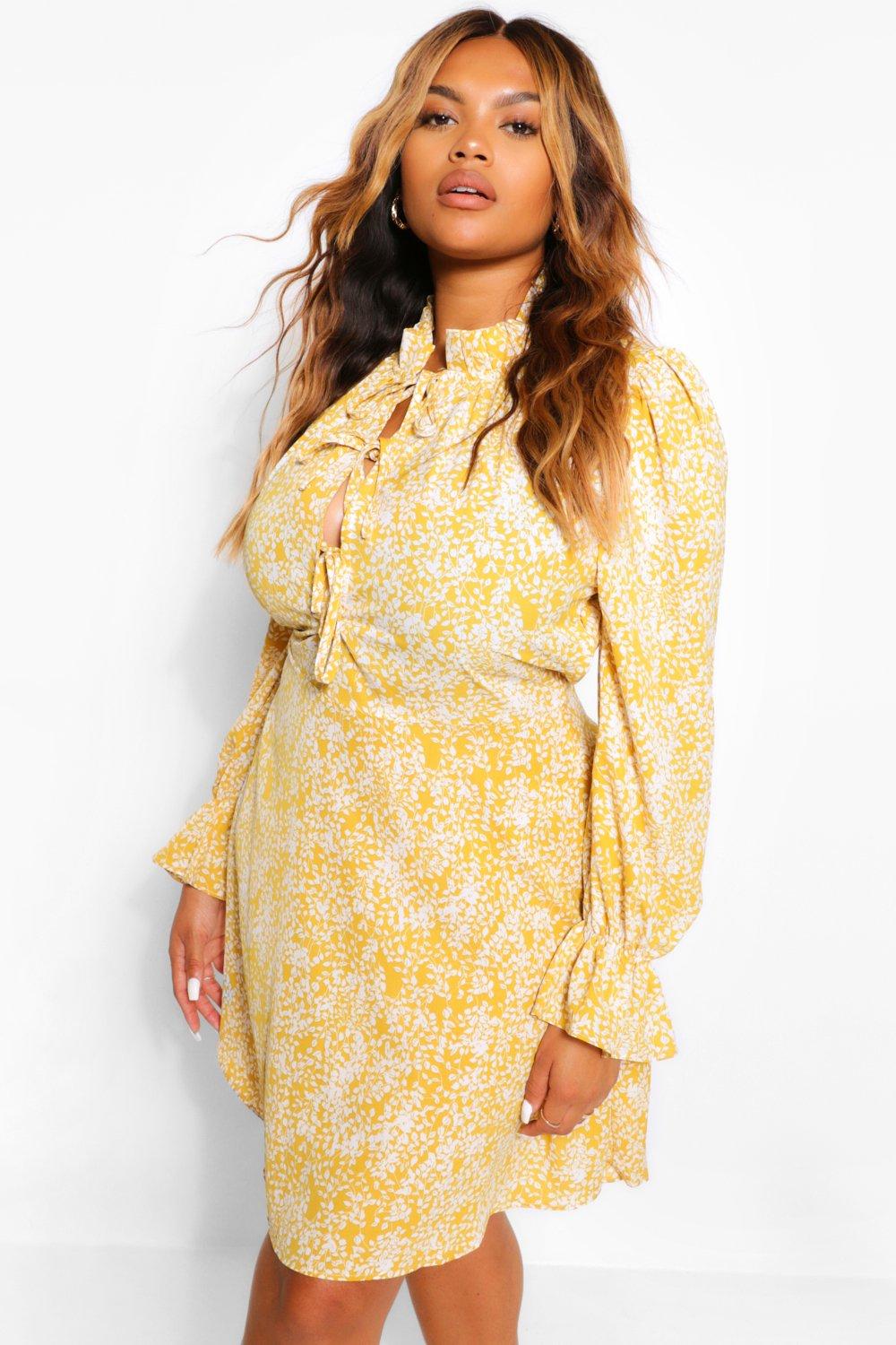 boohoo yellow lace dress