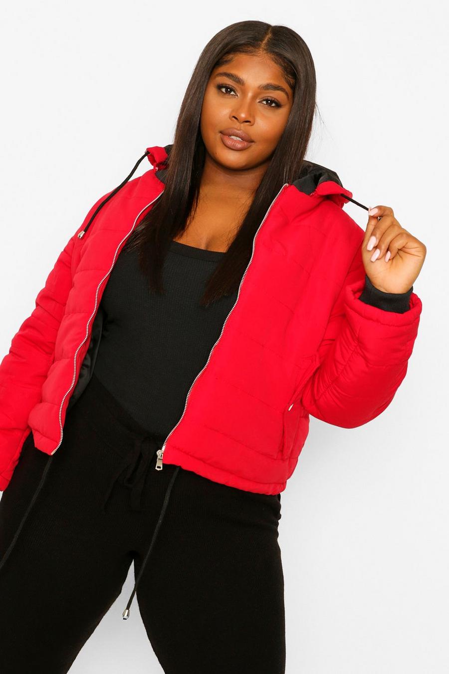 Red Plus Hooded Padded Jacket image number 1