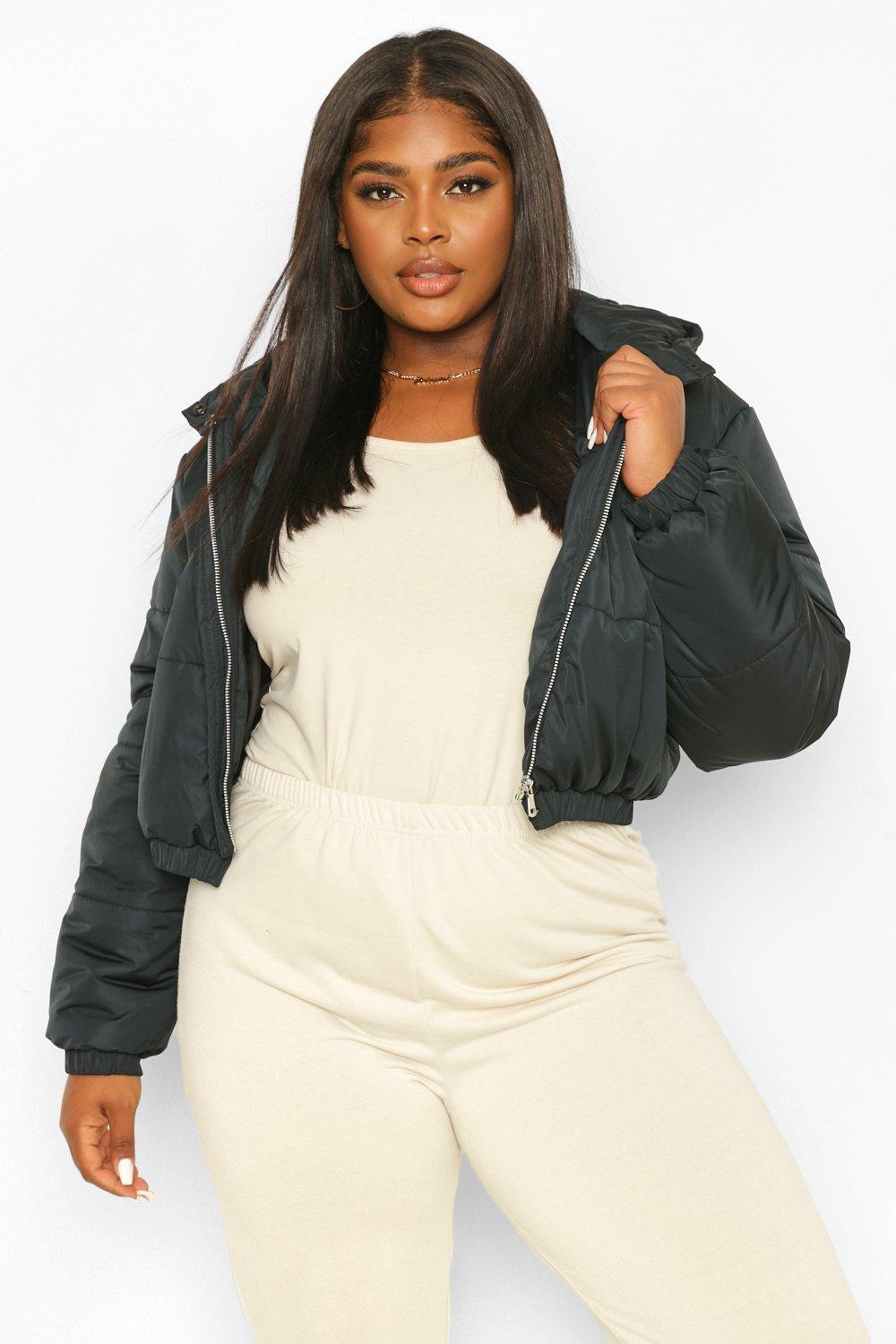 Plus size store crop puffer jacket