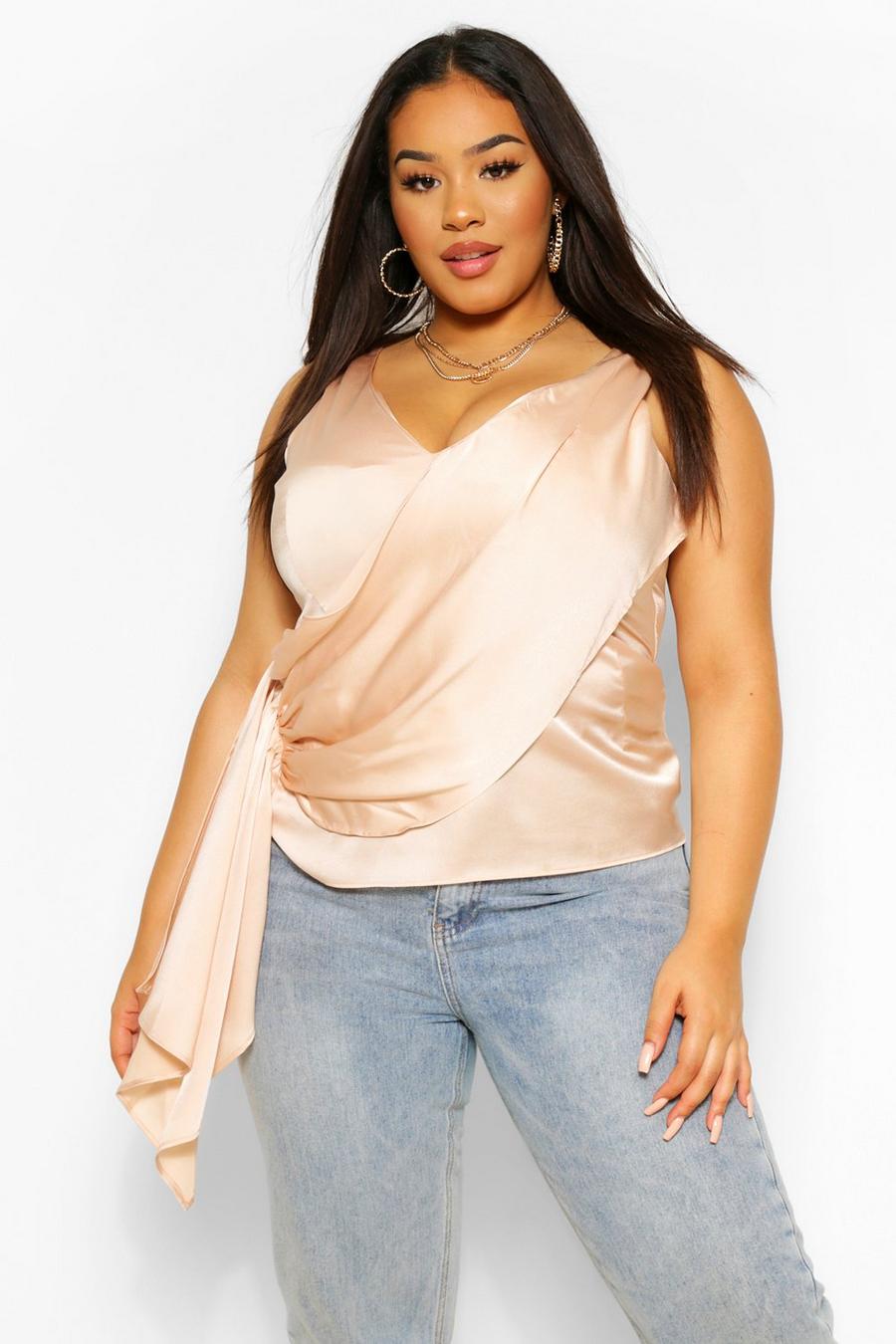 Champagne Plus Draped Tie Side Cami Top image number 1