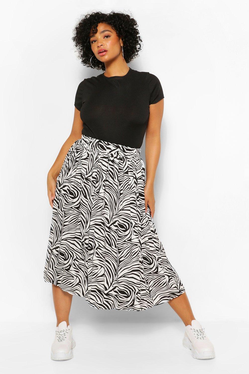 Zebra print 2025 skirt plus size