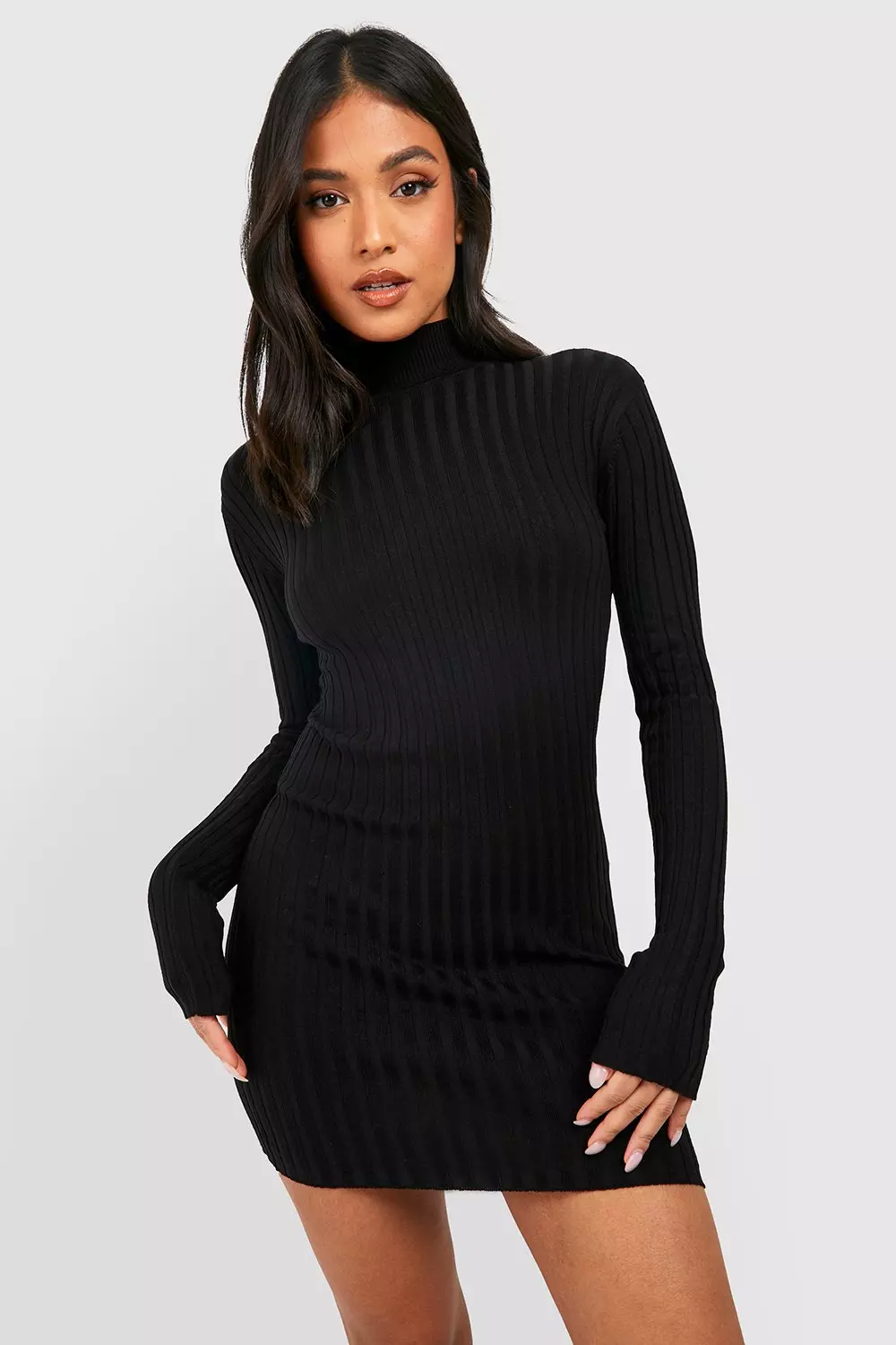 Black mini best sale turtleneck dress