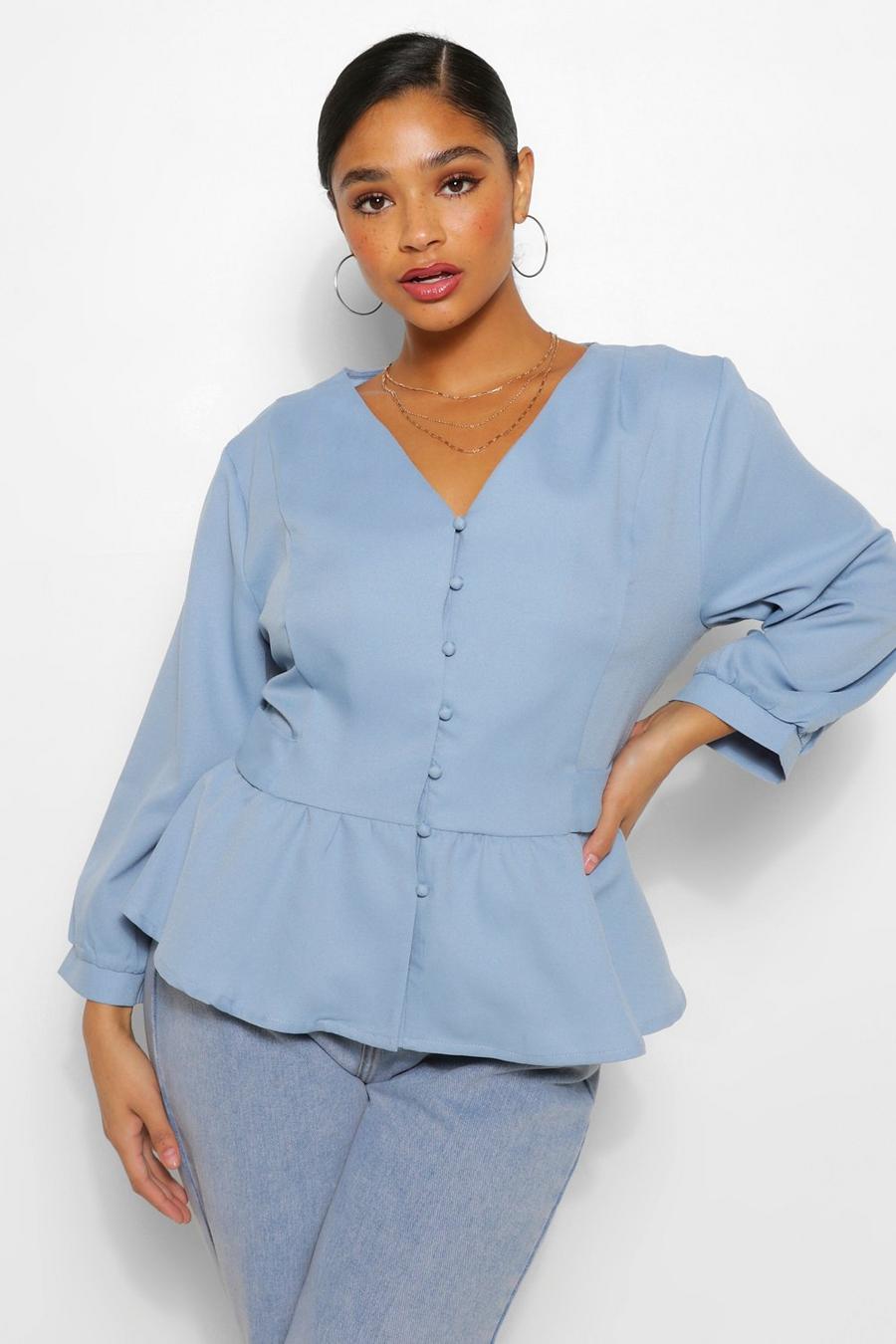 Plus Belted Peplum Blouse image number 1