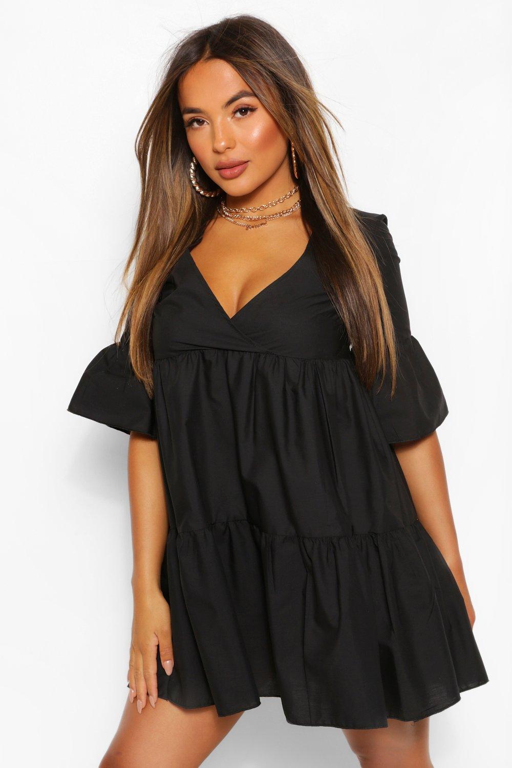 boohoo petite black dress