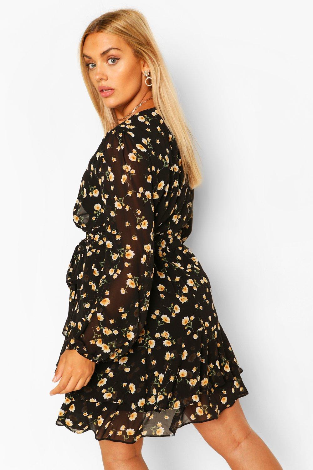 Ruffle floral mini dress sale