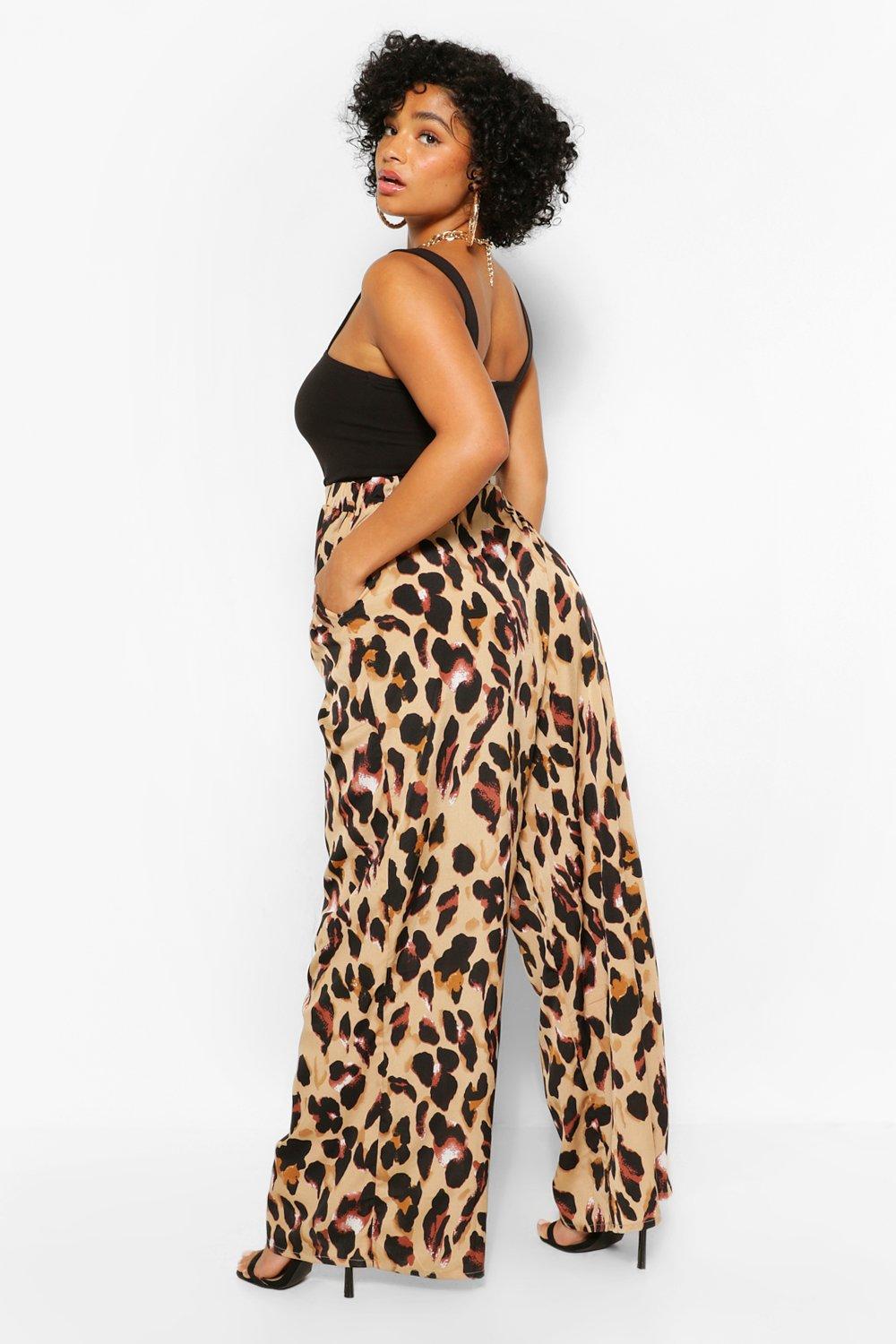 Plus size leopard sales print pants