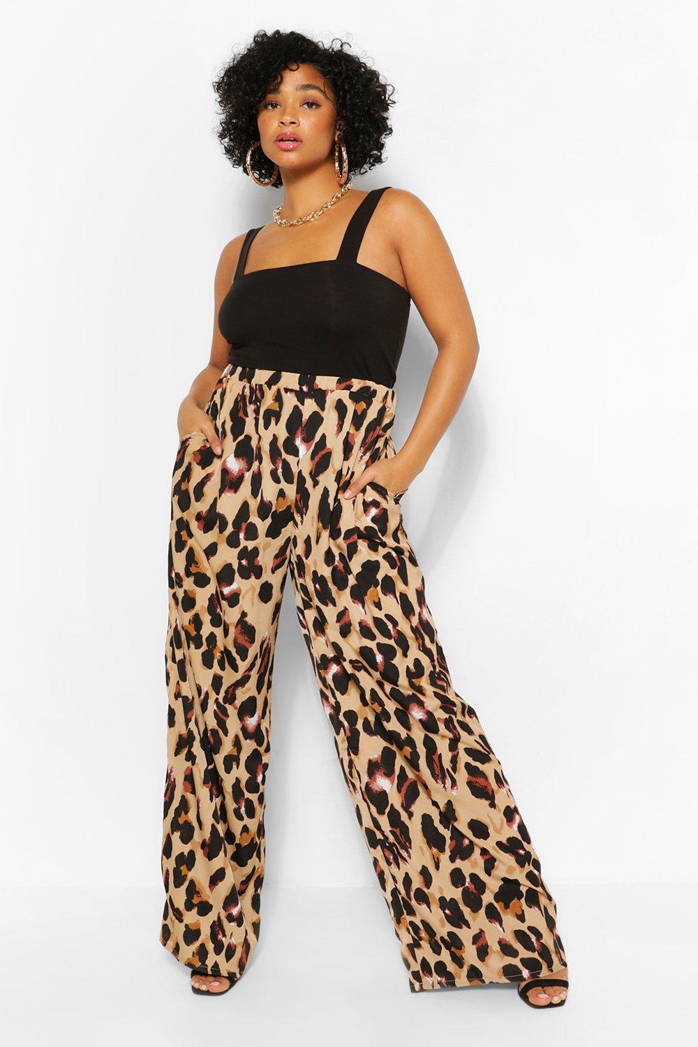 Leopard print sale trousers boohoo