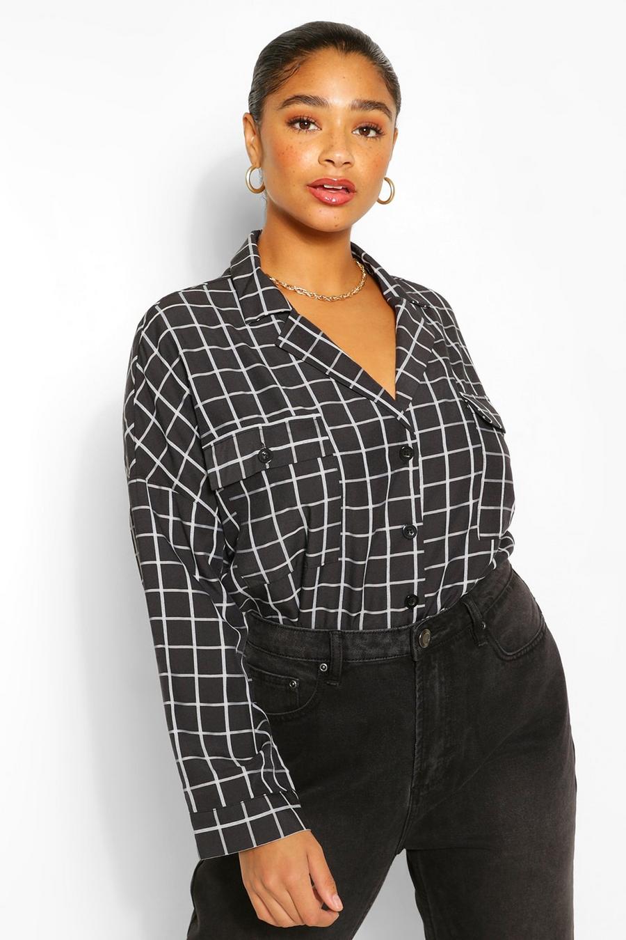 Black Plus Revere Collar Flannel Shirt image number 1
