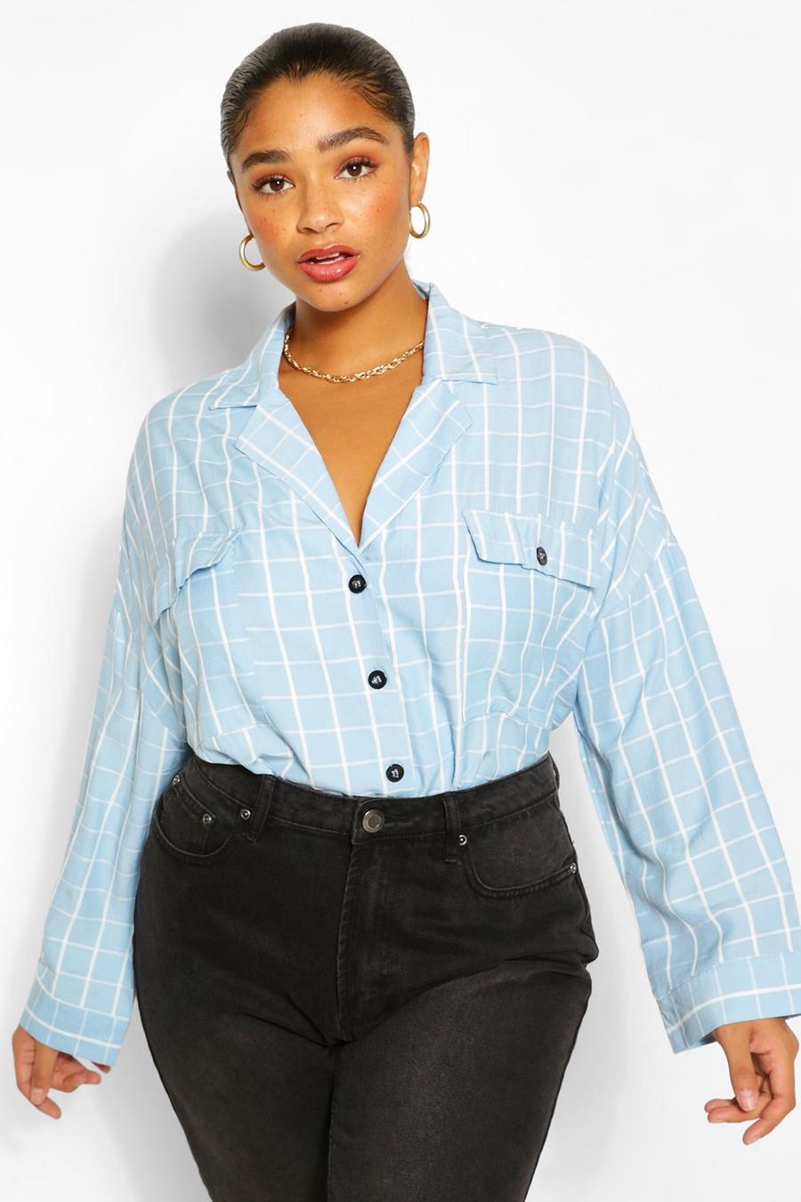 Blue Plus Revere Collar Check Shirt image number 1