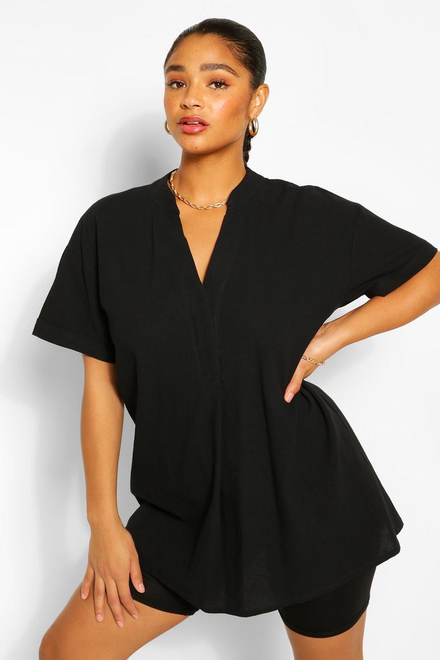 Blusa larga estilo túnica Plus, Negro image number 1
