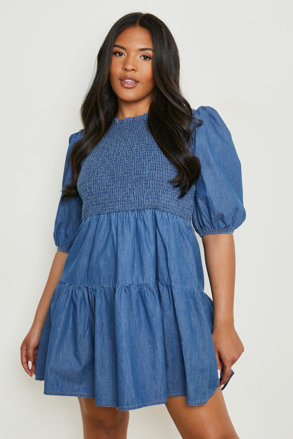 shirred smock dress