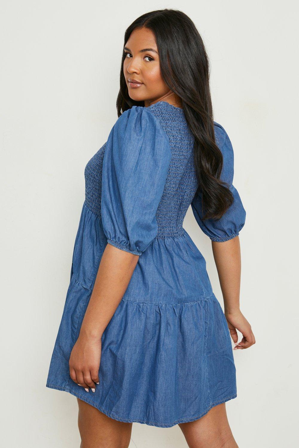 Denim smock shop dress plus size