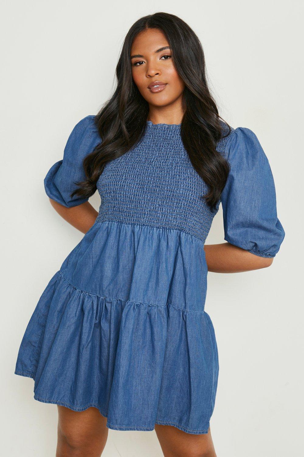 Boohoo shirred outlet dress