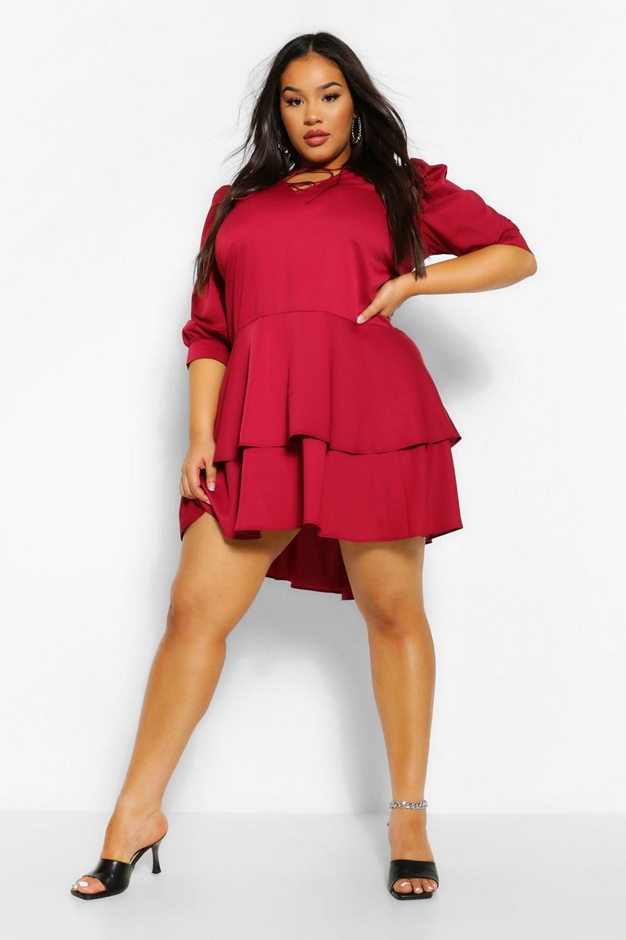 Berry Plus - Oversize klänning med volanger image number 1